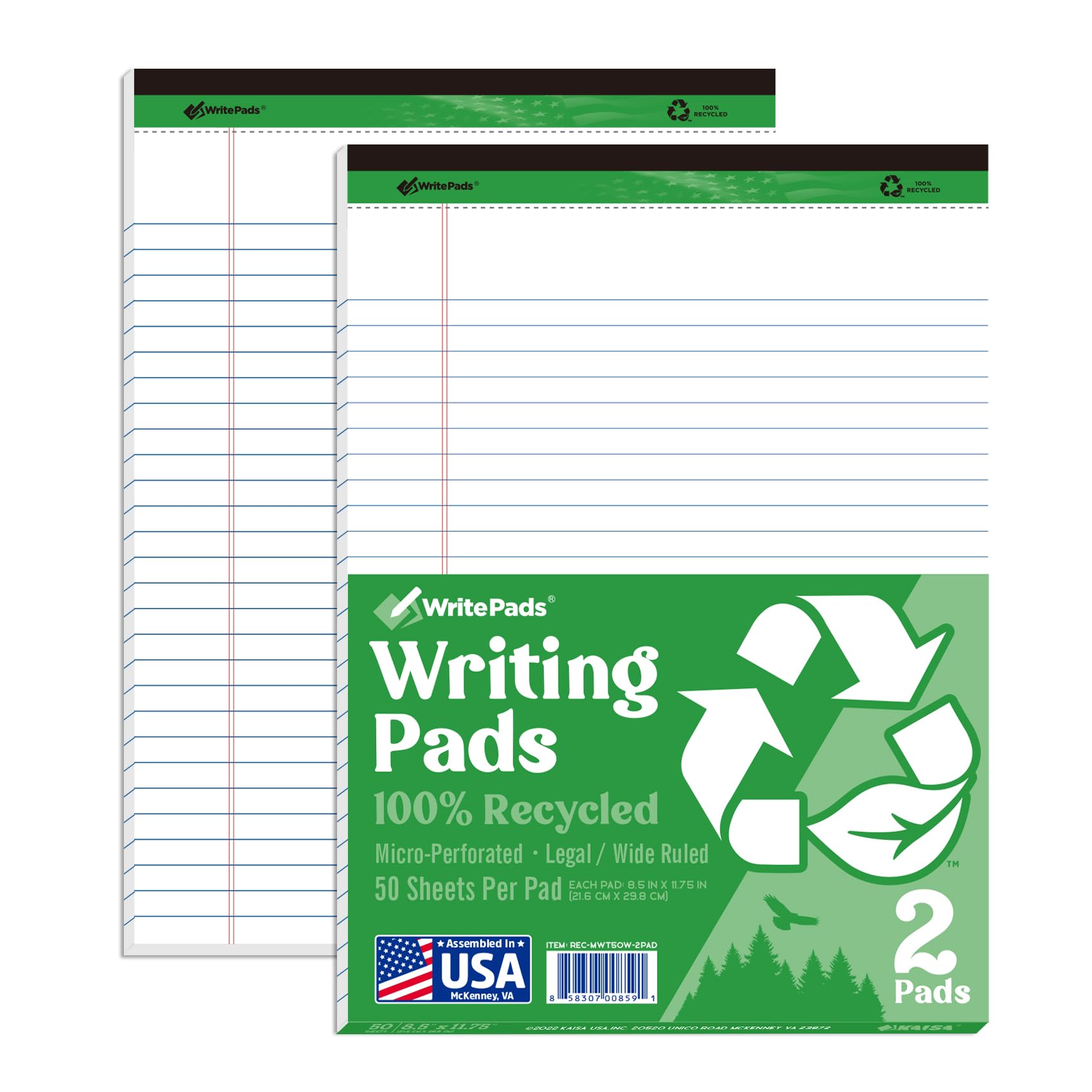 Legal Pads 8 5 x 11 White Note Pads Wide Ruled Writing Pads 50 Sheets Per Notepad Recycle