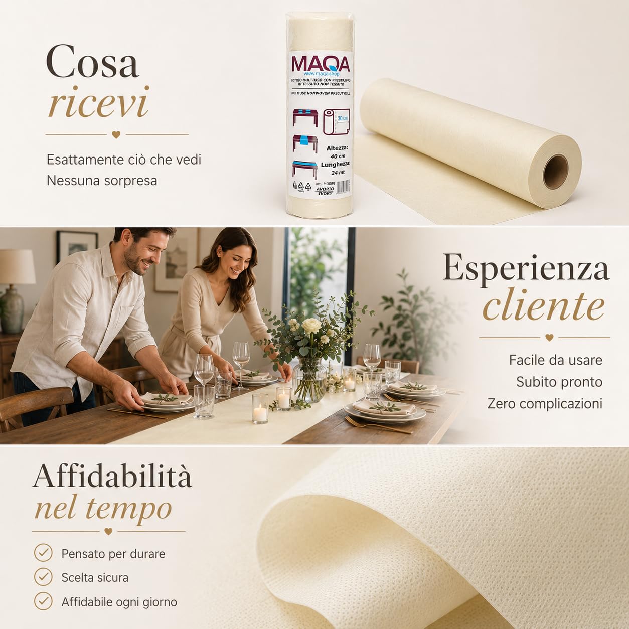 Tovaglia TNT Monouso Pretagliata 0,4x24m Rosso - Copritavolo Tessuto Non Tessuto per Feste Cerimonie Catering