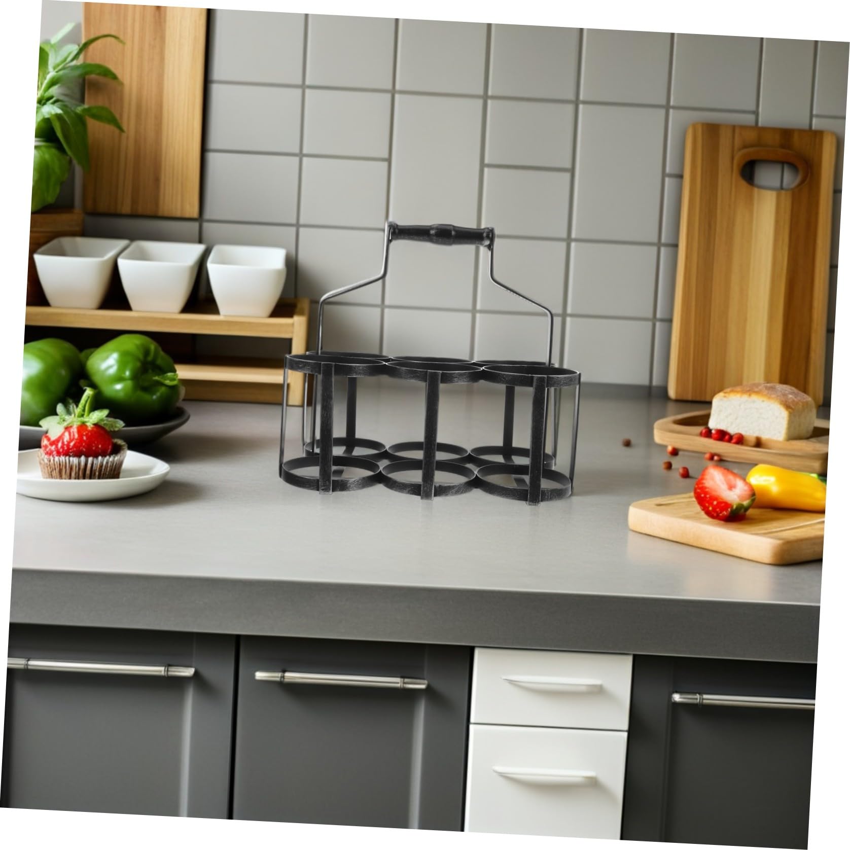 Portabottiglie per 6 Bottiglie in Ferro Stile Vintage Americano con Manico Cestino Organizer per Birra Vino per Feste e Picnic