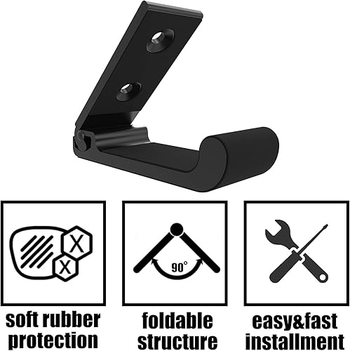 Miniatura 7 de Aoanoko Soporte de pared para rifle de rifle, resistente a los arañazos, gancho plegable para protección de escopeta y arco de arco, soporte de