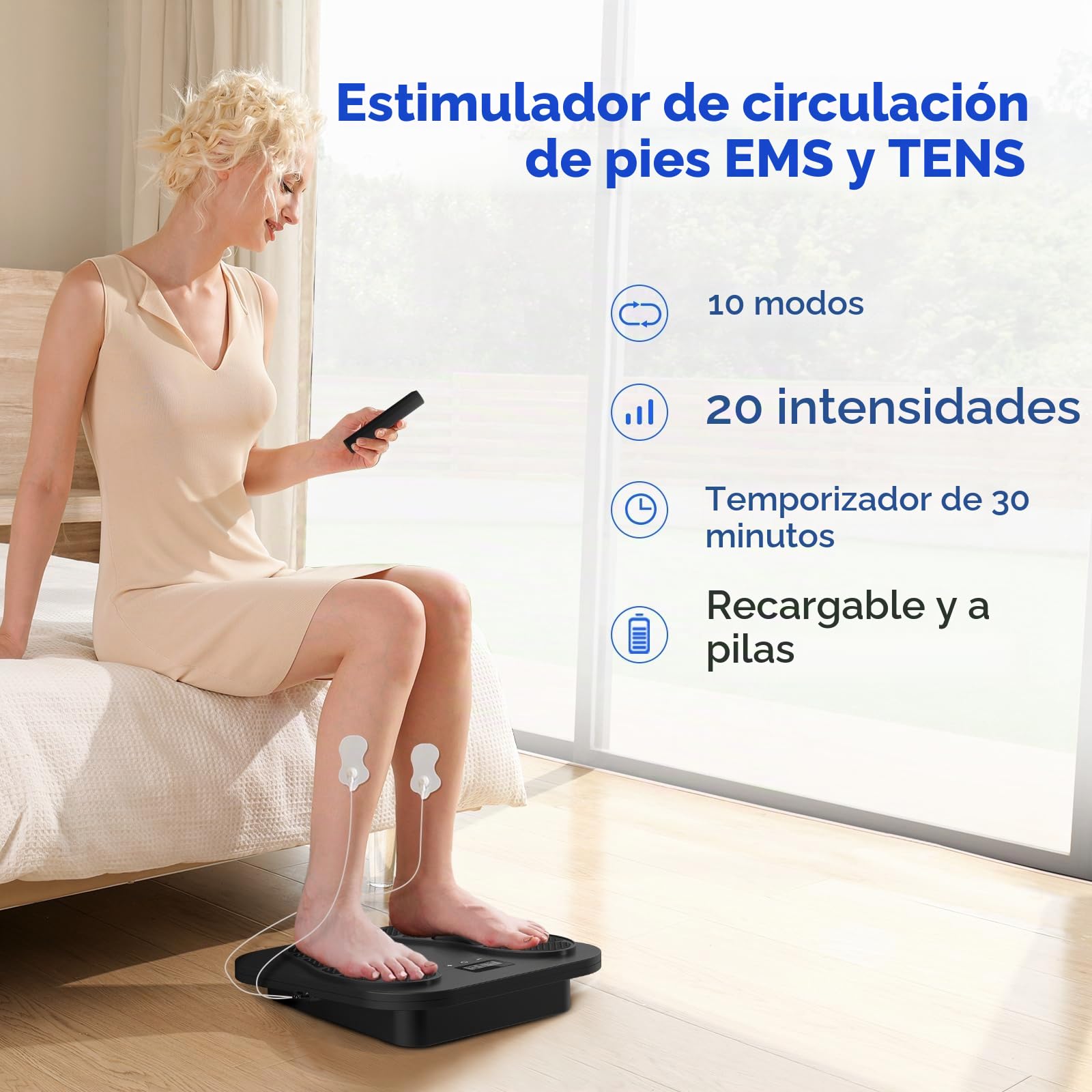 EMS TENS Masajeador de Pies para Neuropatía, Recargable Masajeador Pies con 10 Modos & 20 Intensidades para Fascitis Plantar, Hinchazón y Mejora la Circulación, Regalos para mujeres y hombres