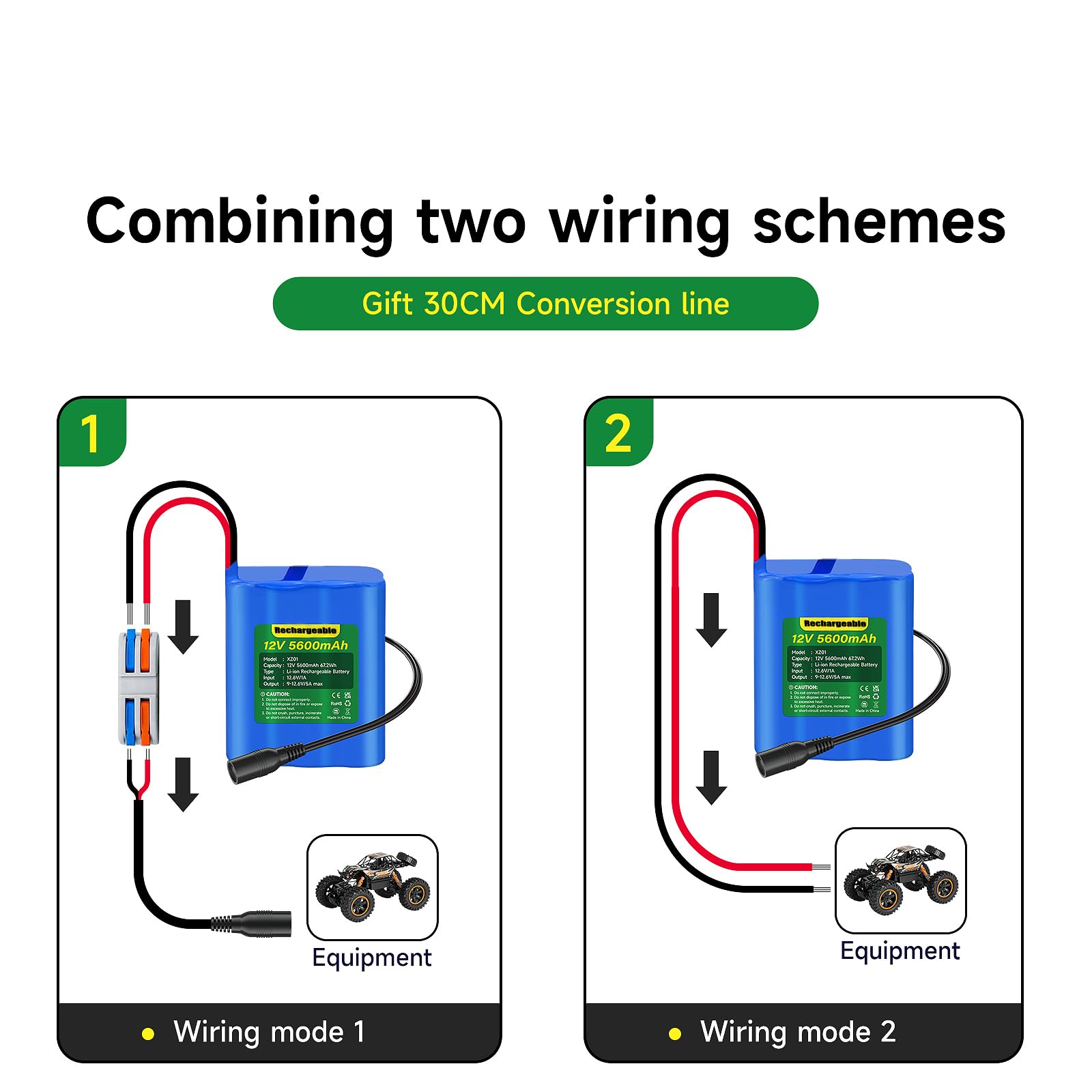 Mspalocell 12V Rechargeable Li-ion Battery 5600mAh Compatible with 12V Devices RC Car,LED Strip,DIY,Electronic Organ,Optical Network Unit,CCTV Camera
