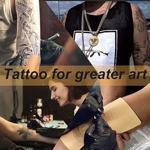 Miniatura 7 de Yuelong El kit de 30 piezas de papel de transferencia y piel de práctica de tatuaje en blanco incluye 10 piezas de piel falsa de tatuaje y 20 piezas