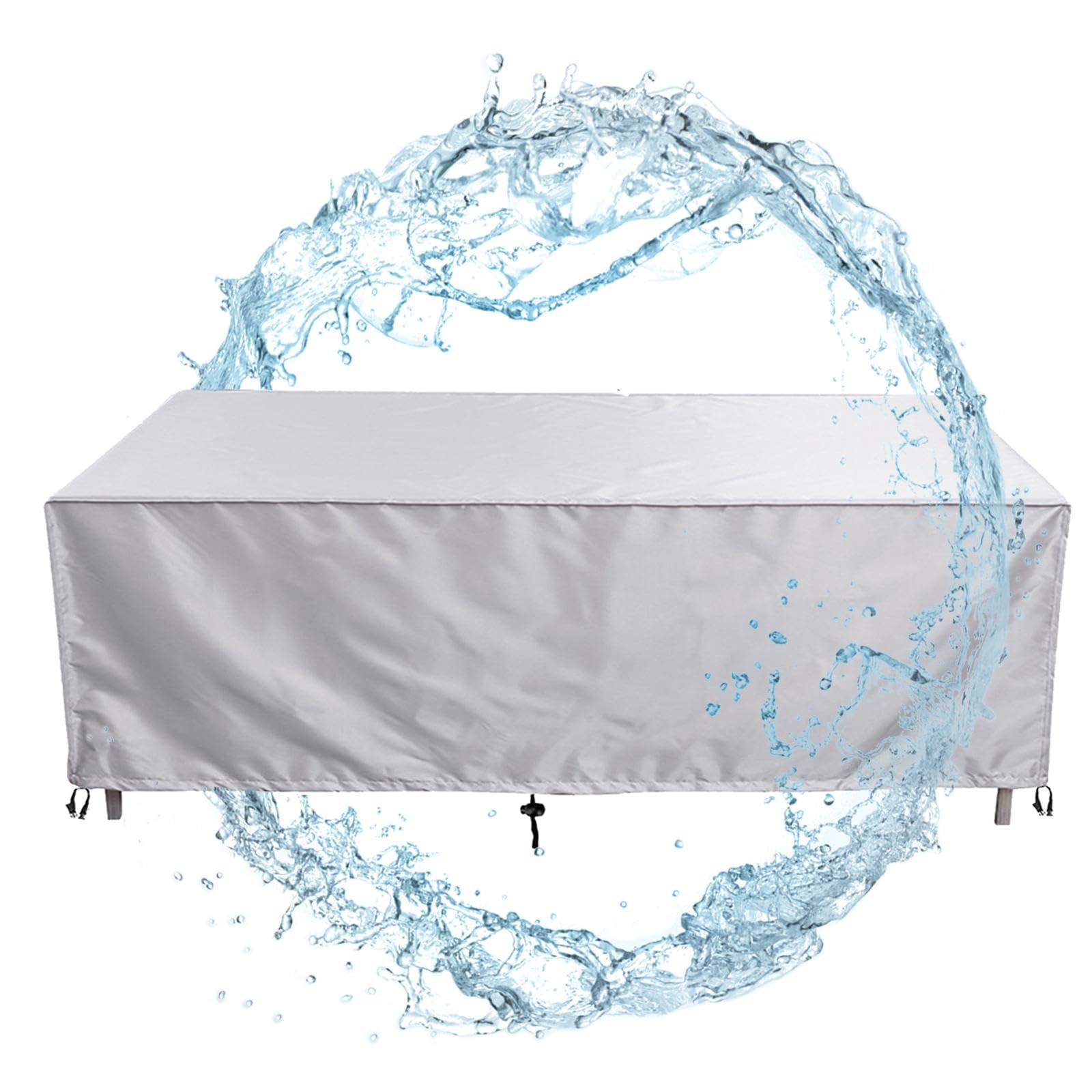 Lsyaluck Silver Patio Furniture Covers, 160X100x100cm/Lxwxh Outdoor Furniture Cover Waterproof, Patio Furniture Covers Waterproof For Table And Chairs, Rectangular Outdoor Furniture Set Cover, Heavy Duty 600D