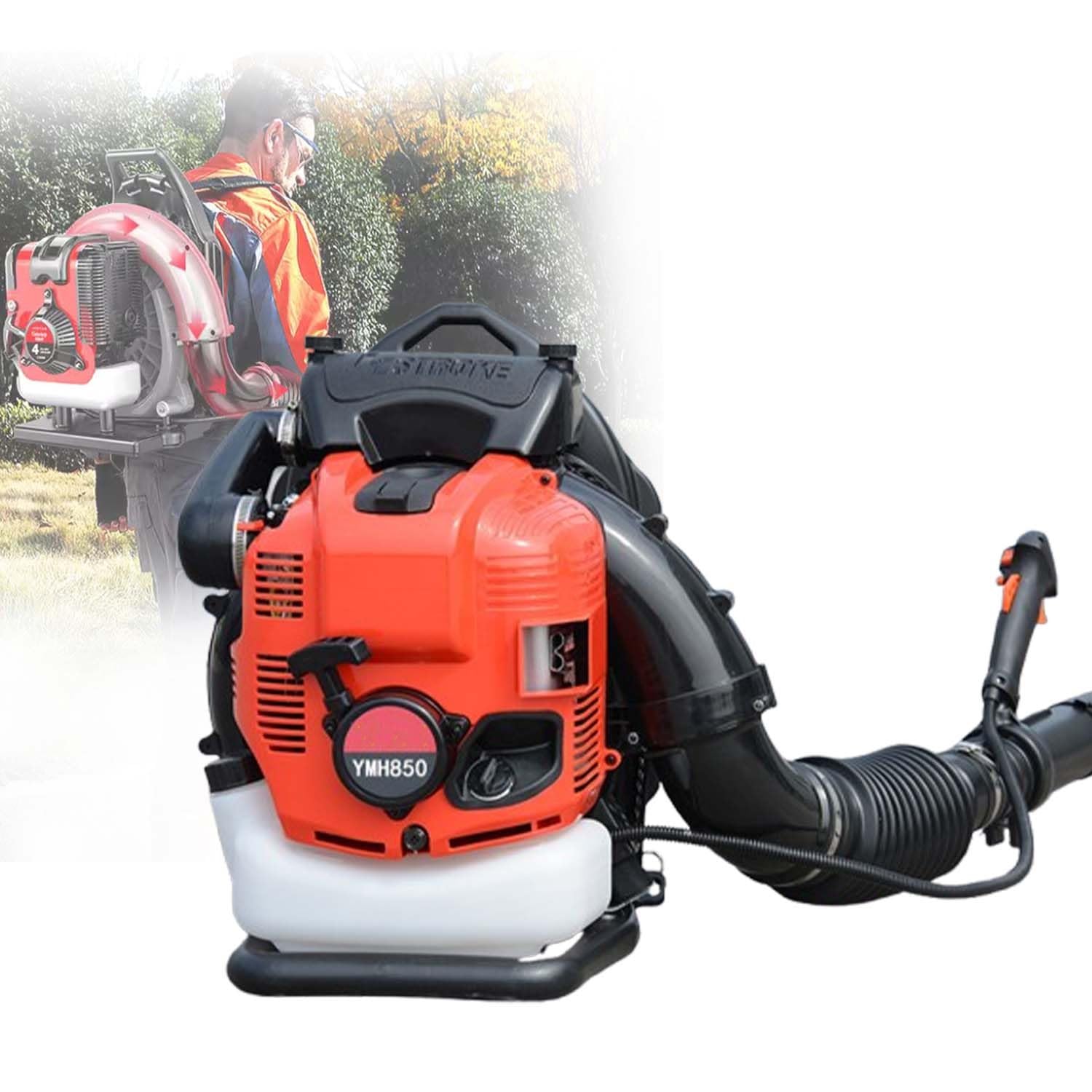 Soplador De Mochila De Gasolina Multifuncional De 100 CC Y 4 Tiempos con Sis-Tema De Soplado Turbo De 9000 RPM Y Diseño Ergonómico Y Ligero para Un Uso Prolongado(Red)