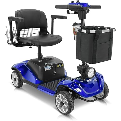 Mobility Scooter for Seniors/Adults, up to 300lbs Capacity, 4 Wheel Heavy Duty Mobility Scooters with 15 Miles 350W 5MPH，Front Basket, Adjustable Seat, LED Headlights