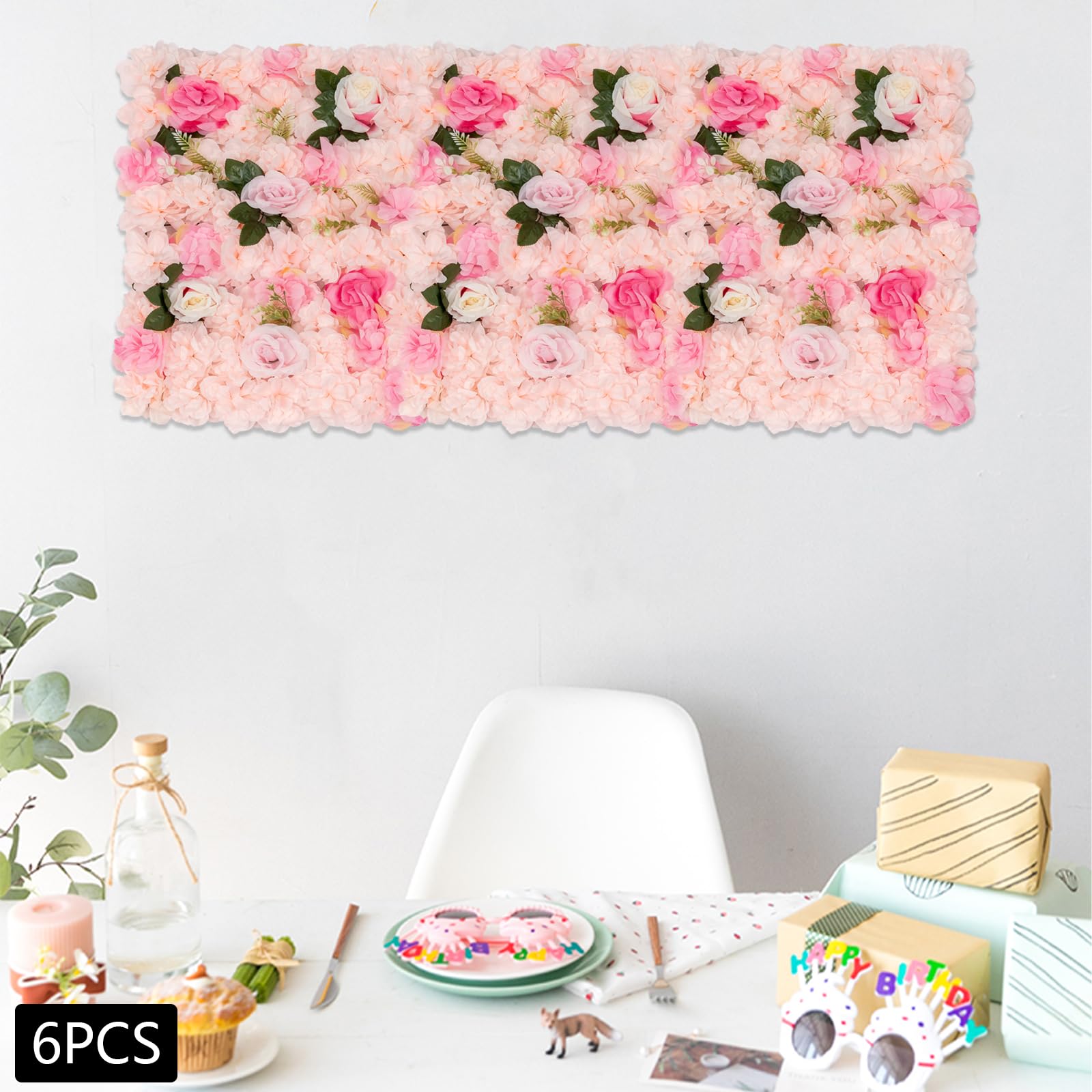 6 pannelli da parete per fiori, 40 x 60 cm, decorazione di fiori artificiali, pareti di rose, rose, piante acquatiche, fiori da parete, sfondo fai da te, per feste di matrimonio