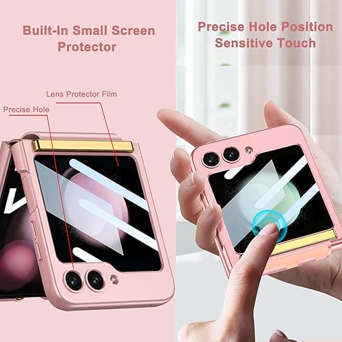 Miniatura 6 de NINKI Funda con correa compatible con Samsung Galaxy Z Flip 5 0.18 oz con protector de pantalla de cámara, funda de piel sintética a prueba de