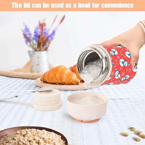 Miniatura 6 de Christmas Snowman Red Food Jar with Spoon Stainless Steel Vacuum Insulated Food Container 17 oz Soup Thermos for Adults