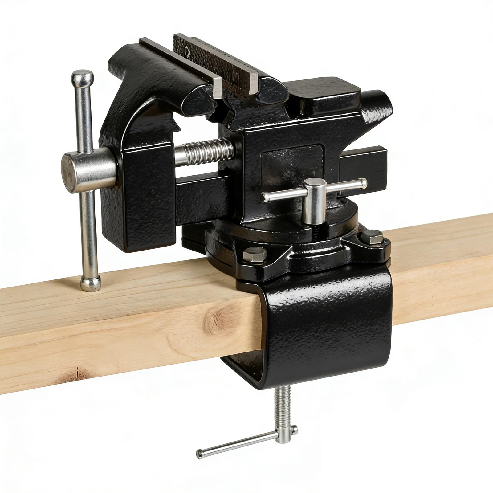 Dual Purpose 6" Bench Vise,Heavy Duty Vice Clamp-On Table Vise with 60,000 PSI Forged Steel,Portable Vice 270° Swivel Base & 2-in-1 Jaws for Workshop,Woodworking & DIY