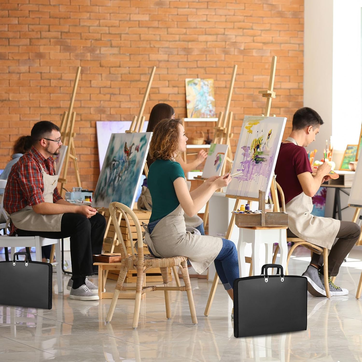 PATIKIL 11" x 17" Art Portfolio Case with Zipper, Portfolio Storage Bag Folder, Artist Carrying Case PP Material for Artist Storage Artwork Poster Painting Board, Black