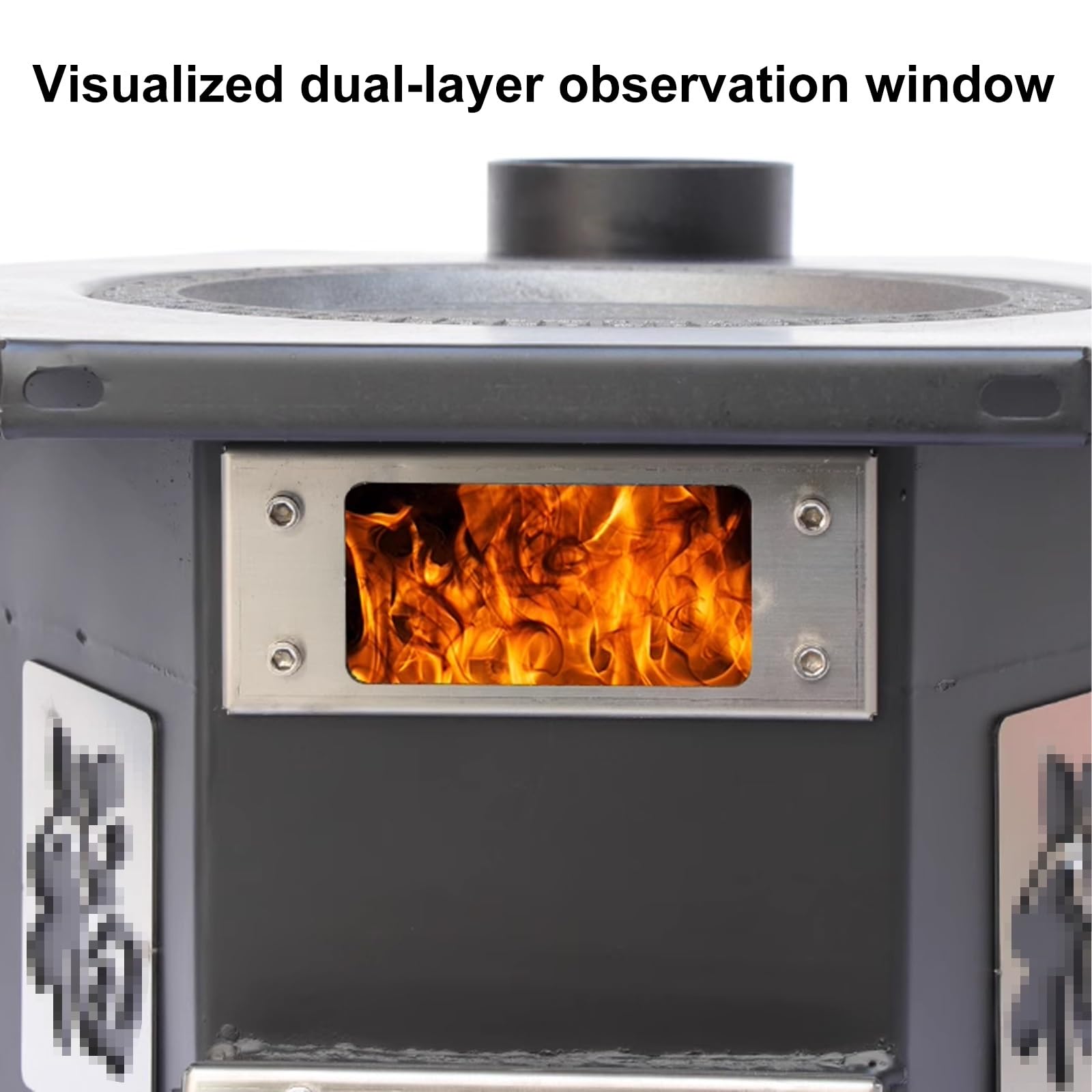 Stufe a Legna da Interno con Forno Sfiato D'aria Regolabile Anello in Ghisa Cucina a Legna da Interno con Cassetto Cenere Adatto per Campeggio e Attività All'aperto(A)