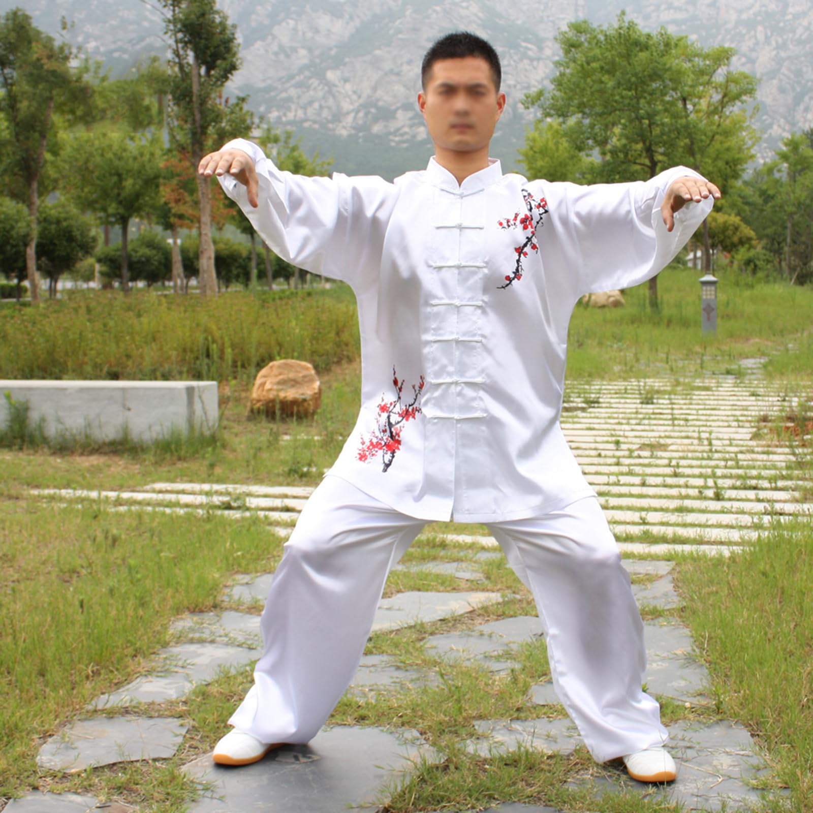 Tradycyjny mundur sztuk walki Zestaw mundurów Tai Chi, wielokolorowy, wiele rozmiarów(White 1,170-XL)