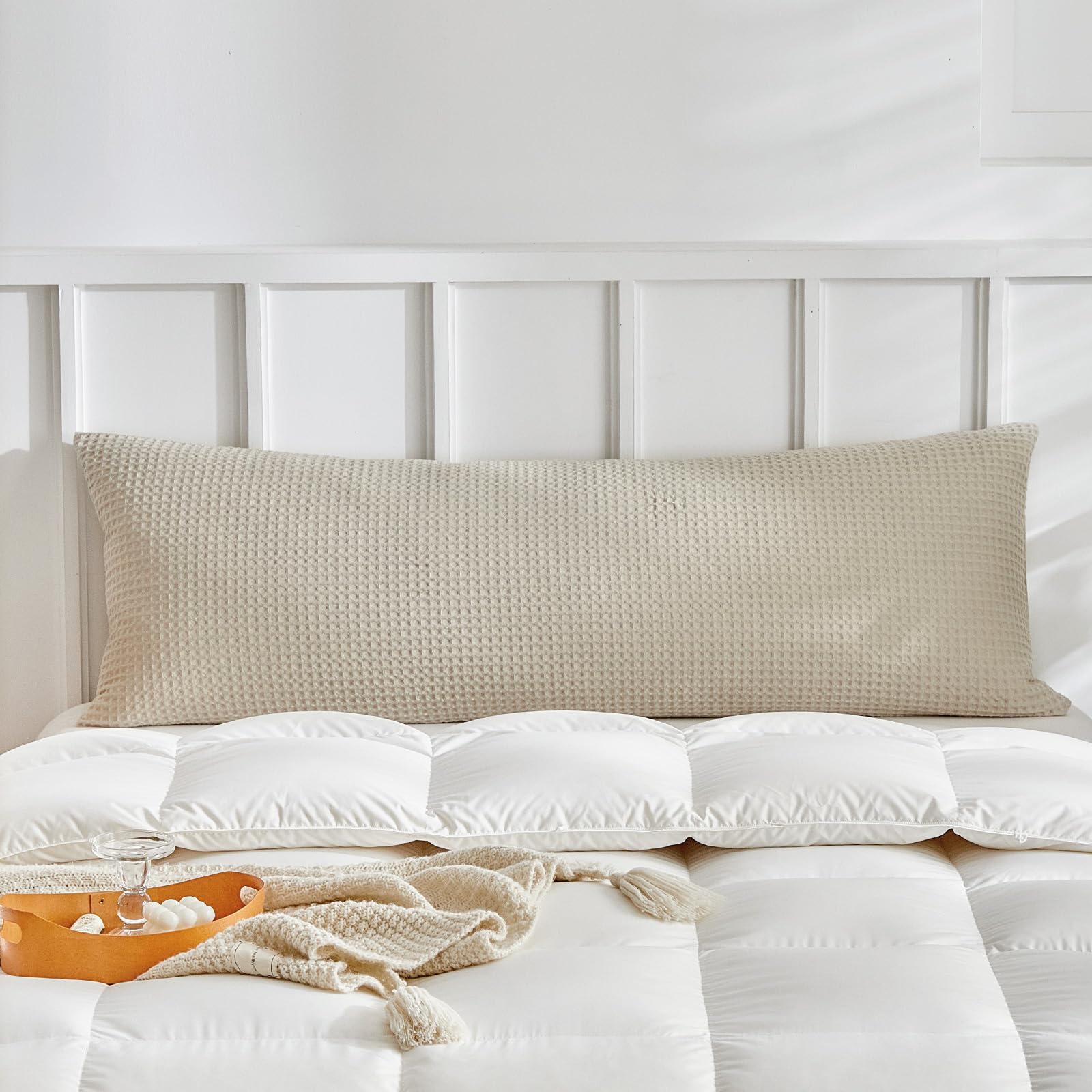 WARMDERN Waffle Weave Body Pillow Cover