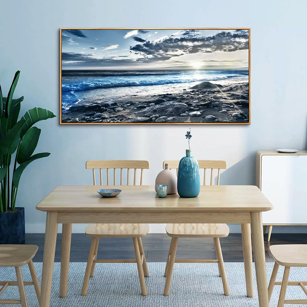 ZUITINGHUA Large Wine Landscape Canvas Wall Art – 24x48 Inches, Wood Framed, Ready To Hang, For Living Room, Office