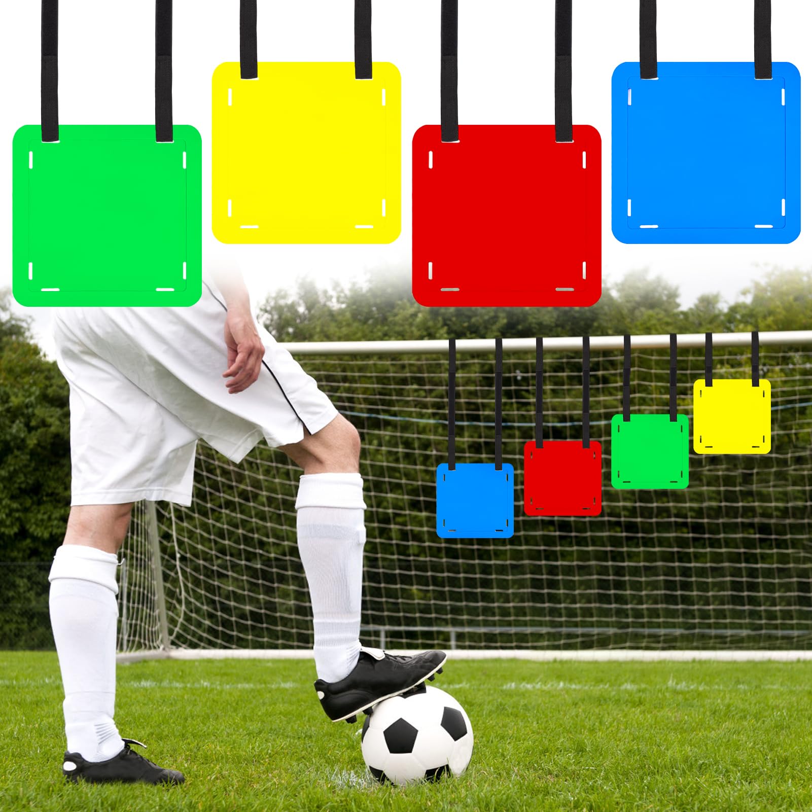 Set di 4 bersagli per cancelli, calcio accessori con 16 bande regolabili, per allenamento calcio, precisione, reazione e tiro, per bambini e ragazzi