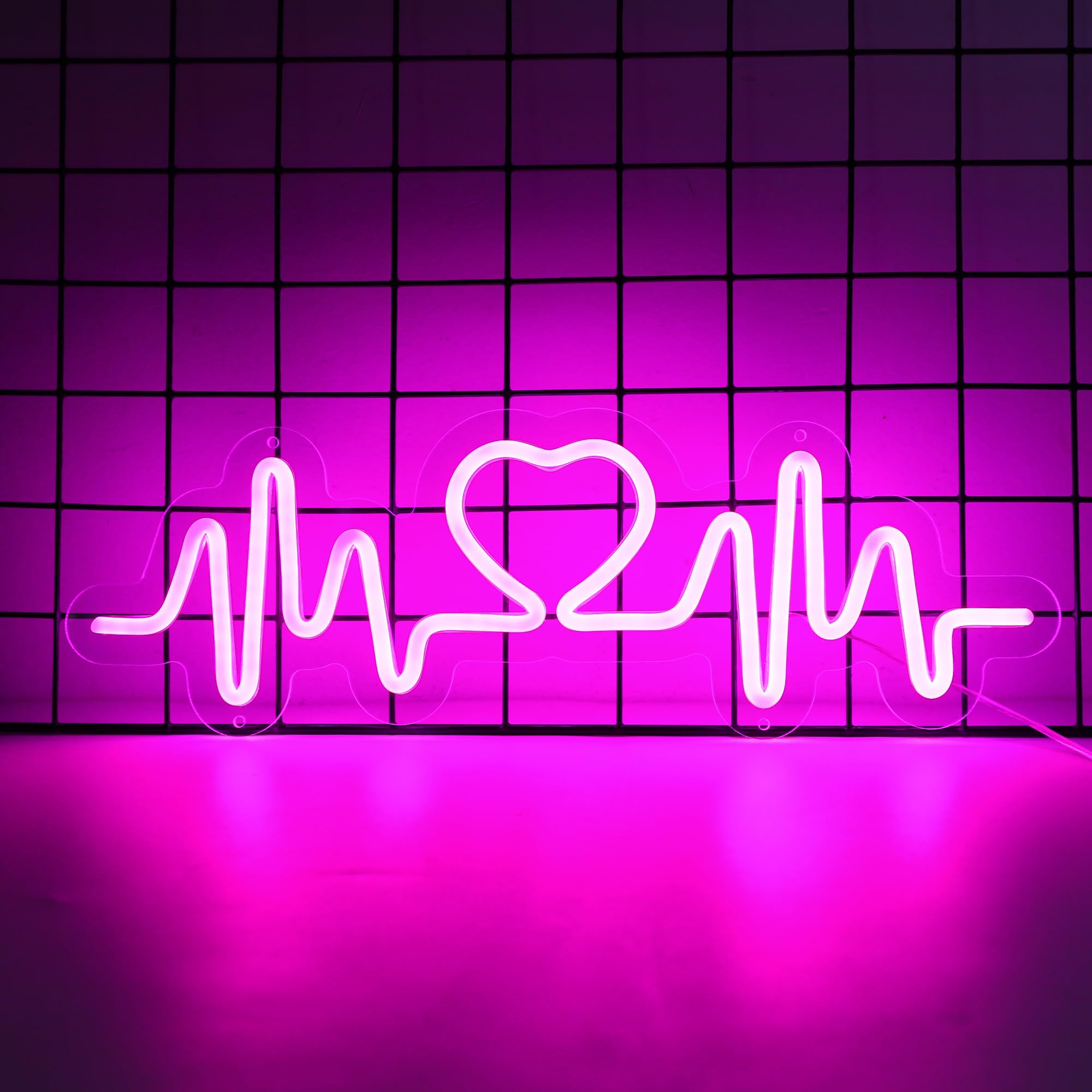 ENUOLI Heart Neon Sign, Adjustable Brightness Love Neon Light for Wall Decor,Easy Install Heart Neon Lights for Home Bedroom Bar Decor Gift for Kids, Girlfriend, Valentine's Day