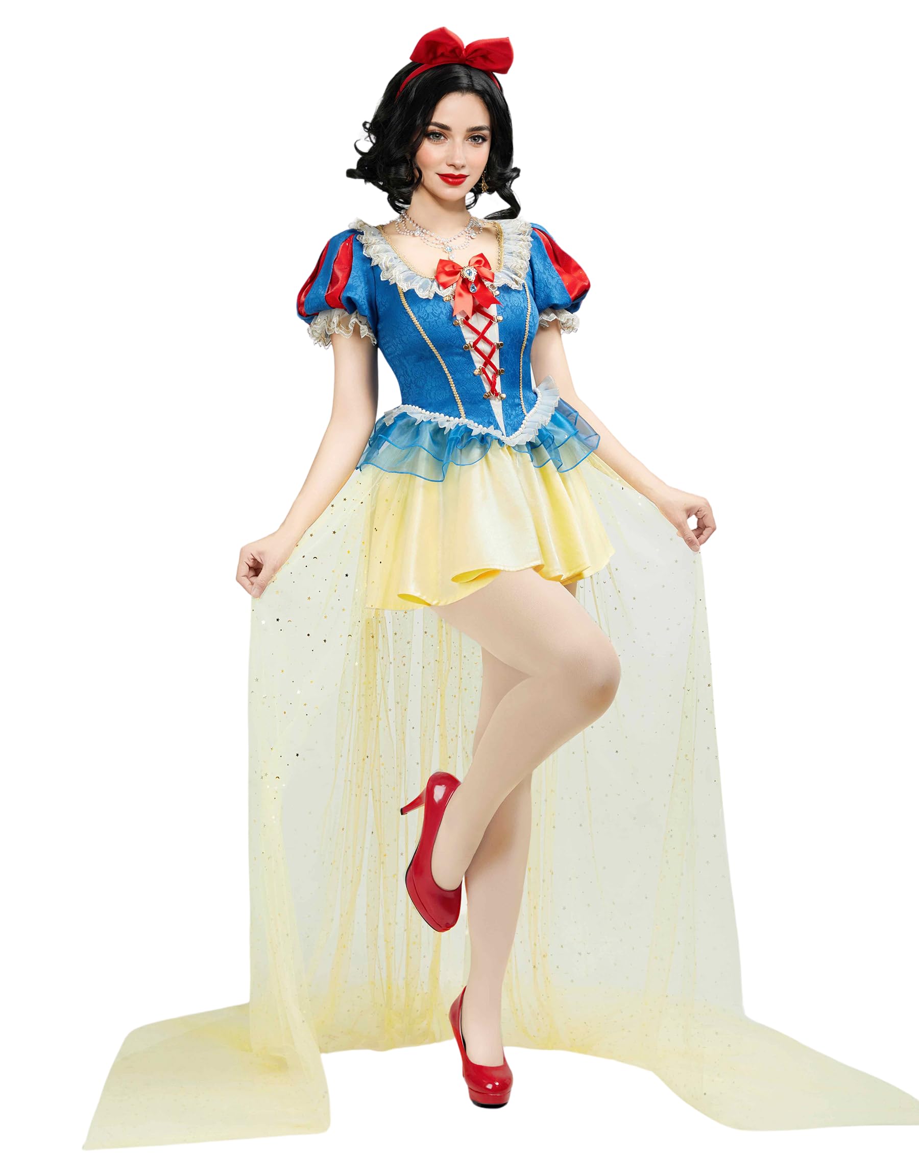 Cosplay.fm Weißes Prinzessinnen-Kostüm für Damen, Halloween, klassisches Deluxe-Kostüm, Märchenkleid für Erwachsene