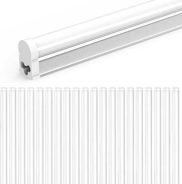 JESLED 20 Pack LED Shop Light 4FT, 20W, 2200LM, 6500K Super Bright White, T5 LED Tube for Garage, Workshop, Warehouse, 4 Foot Linkable Ceiling Lights, Plug and Play, ETL Listed