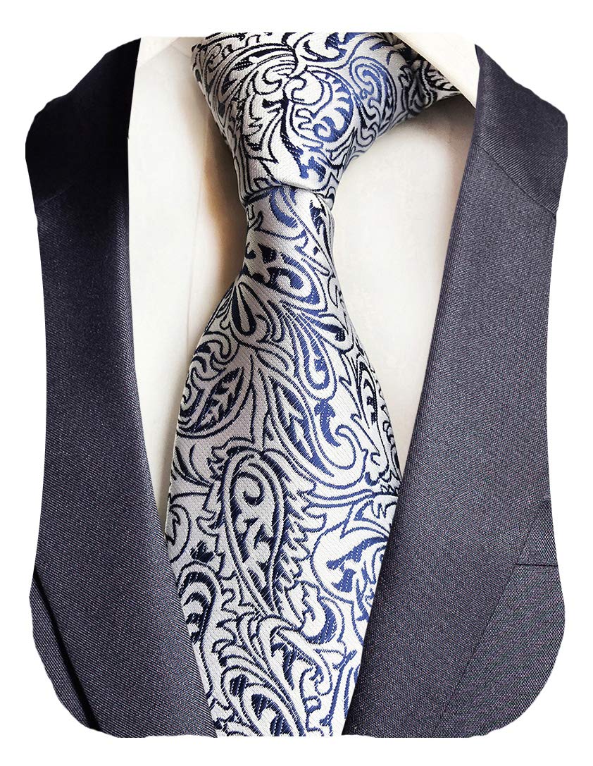 GUSLESON 3.15"(8cm) Fashion Striped PaisleyTies Mens Plaid Flower Necktie for Wedding