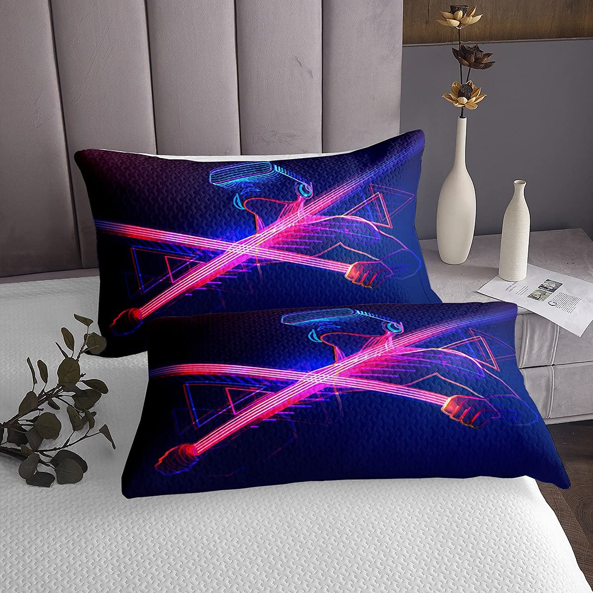 Gamer Trapuntato Copriletto Gaming Trapuntato Trapuntato Giovani Videogiochi Gamepad Coverlet Set Moderno Novità Chic Gradiente Neon Trapuntato Biancheria Da Letto Letto260x240cm