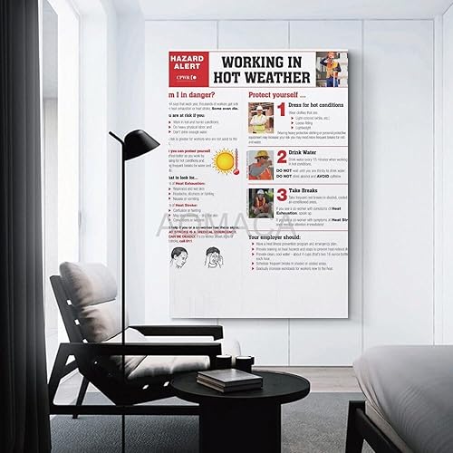 Vista 3 de RCIDOS HAZARD ALERT WORKING IN HOT WEATHER First Aid Teaching Guide Poster Canvas Painting Posters And Prints Wall Art Pictures for Living Room