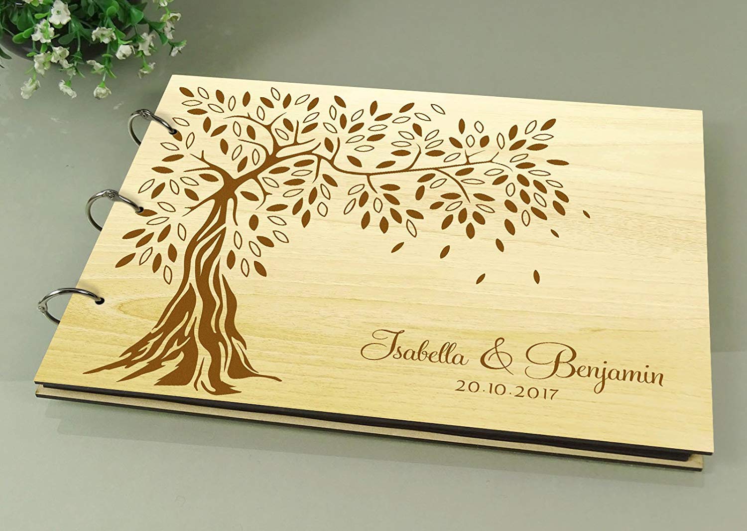 Darling Souvenir Hochzeitsbaum Gästebuch Personalisierte Holz Gravierte Name Und Datum Foto Album Buch Für Geschenke