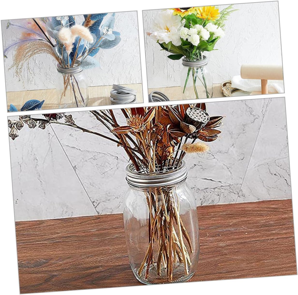 32sets Metal Flower Lid Insert for Canning Jars Grid Organizer for Flower Arrangements Compatible Jars and