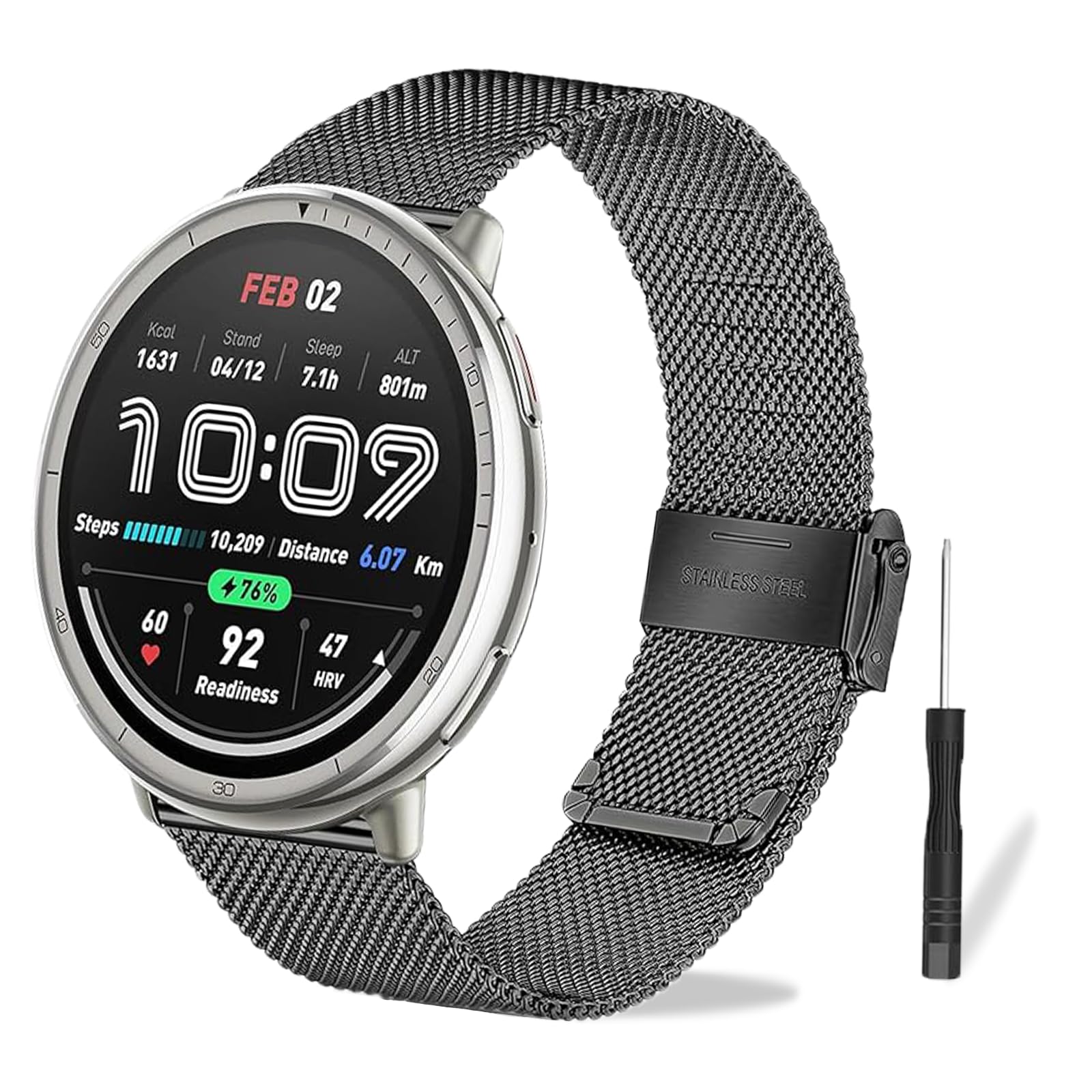 Metal Correa Compatible con Amazfit Active 3 Premium/Active 2/2 Square/Active/GTS 4/GTS 3/GTS 2/GTS, 20mm Ajustable Acero Inoxidable Pulseras de Requesto para Hombre y Mujer.