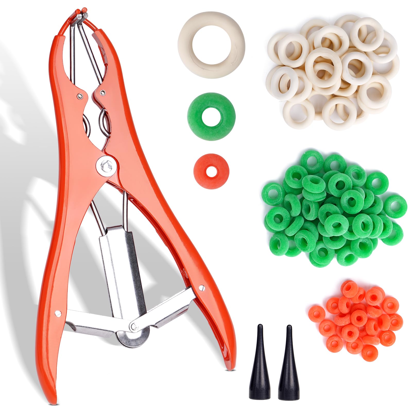 Goat Banding Kit Livestock Castration Bander Castration Tool with 3 Sizes of Bands for Lambs Goats Piglets Calves, Balloon Expander Tool for Stuffing Balloon Expansion Pliers