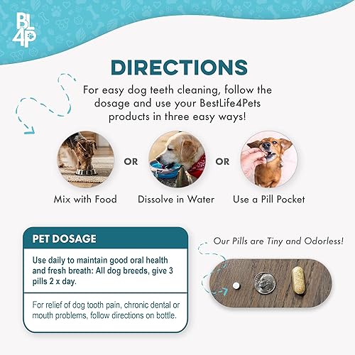 Miniatura 6 de BestLife4Pets Suplemento de cuidado dental de salud bucal para perros  Eliminador de sarro de placa control de estomatitis y gingivitis  Alivio