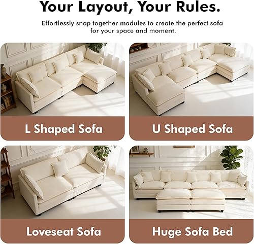 Miniatura 6 de Sofá seccional, cómodo sofá modular de nube, sofá modular de asiento profundo, sofá moderno en la nube, sofás modulares para sala de estar,