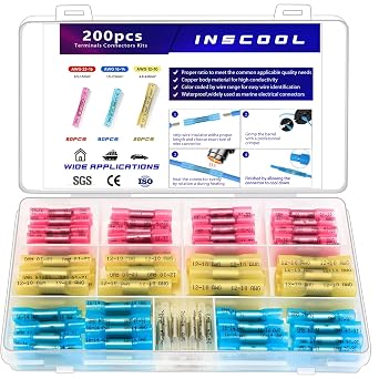 200pcs Heat Shrink Butt Connectors for Electrical Wiring