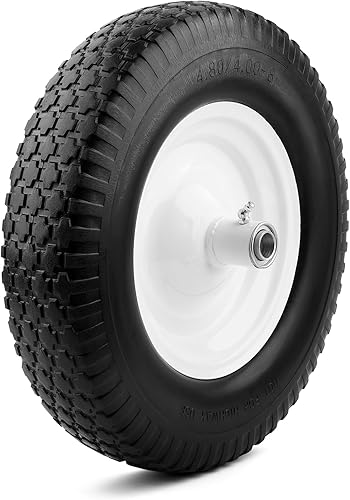 Miniatura 2 de Neumáticos de carretilla de ajuste universal con rodamiento de 5/8 pulgadas o 3/4 pulgadas, cubo de 6 pulgadas, neumático de goma sólida de 16