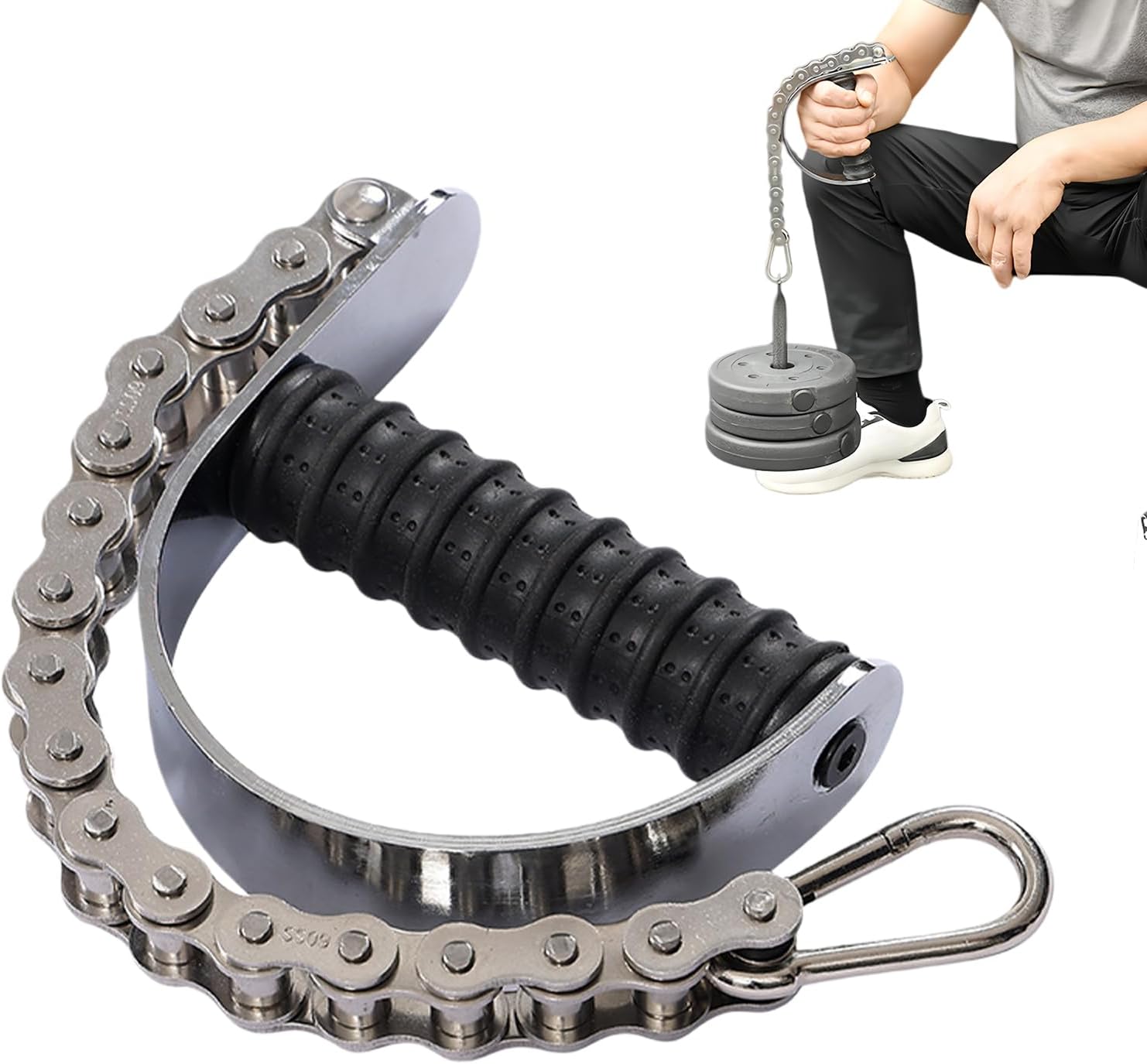 Forearm Training Belt, Iron Nylon TPE Coated Arm Wrestling Strap with Barbell Gripper Attachment, Adjustable Strength Training Gear for Gym, Fitness, Workout