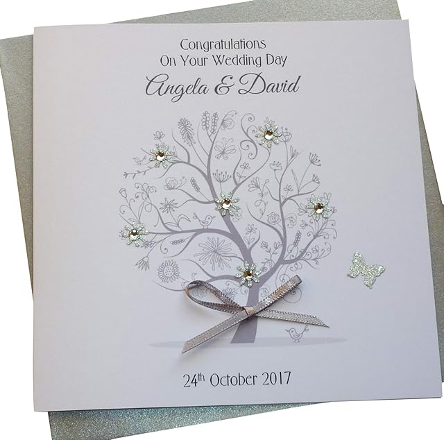 Handmade Personalised Wedding Tree Card