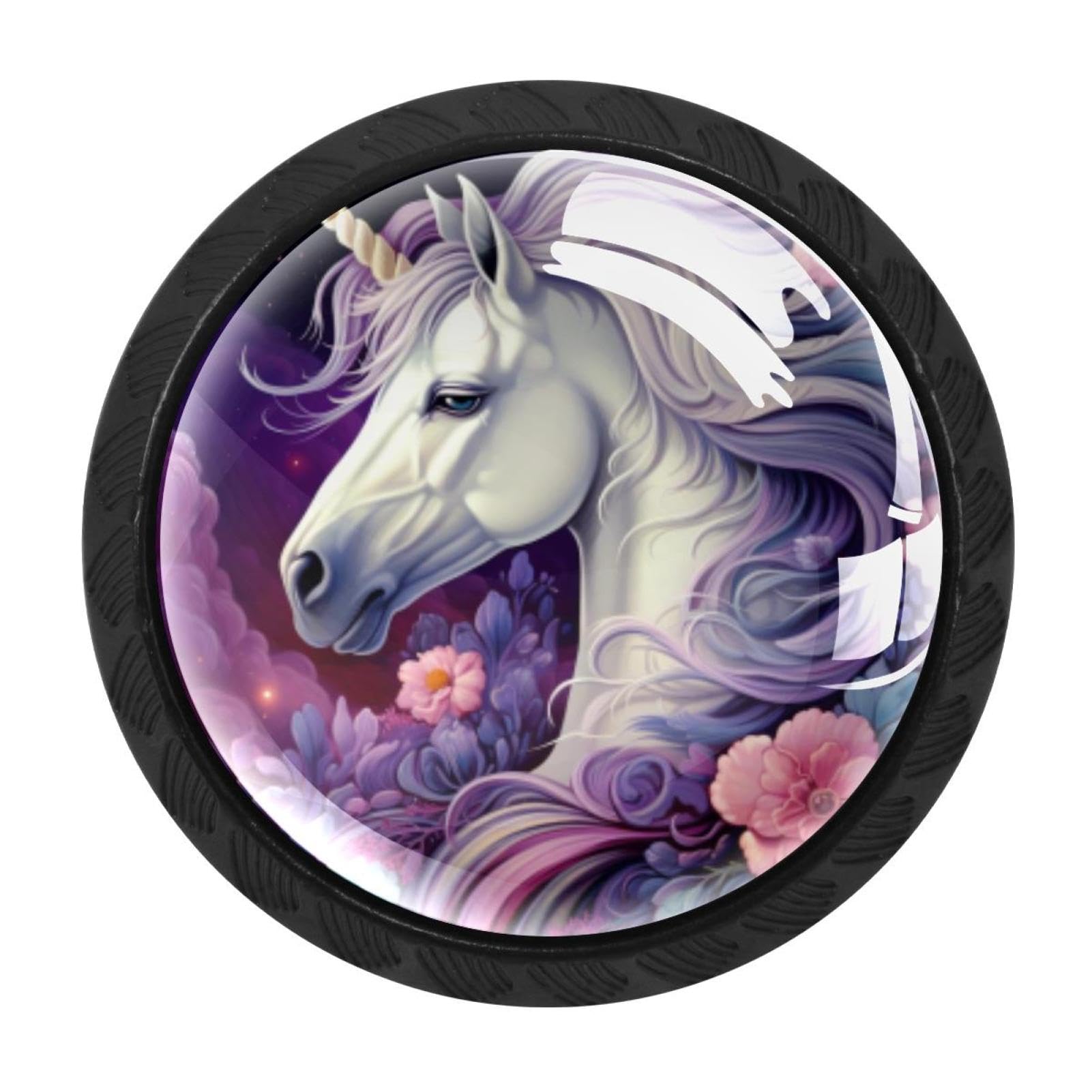 CHENZZZZ 4 Pack Unicorn Kitchen Cabinet Knobs Drawer Knobs Dresser Knobs Matte Black Zinc Knobs Drawer Pulls Door Knobs Dresser Drawer Handles Knobs for Dresser Drawers
