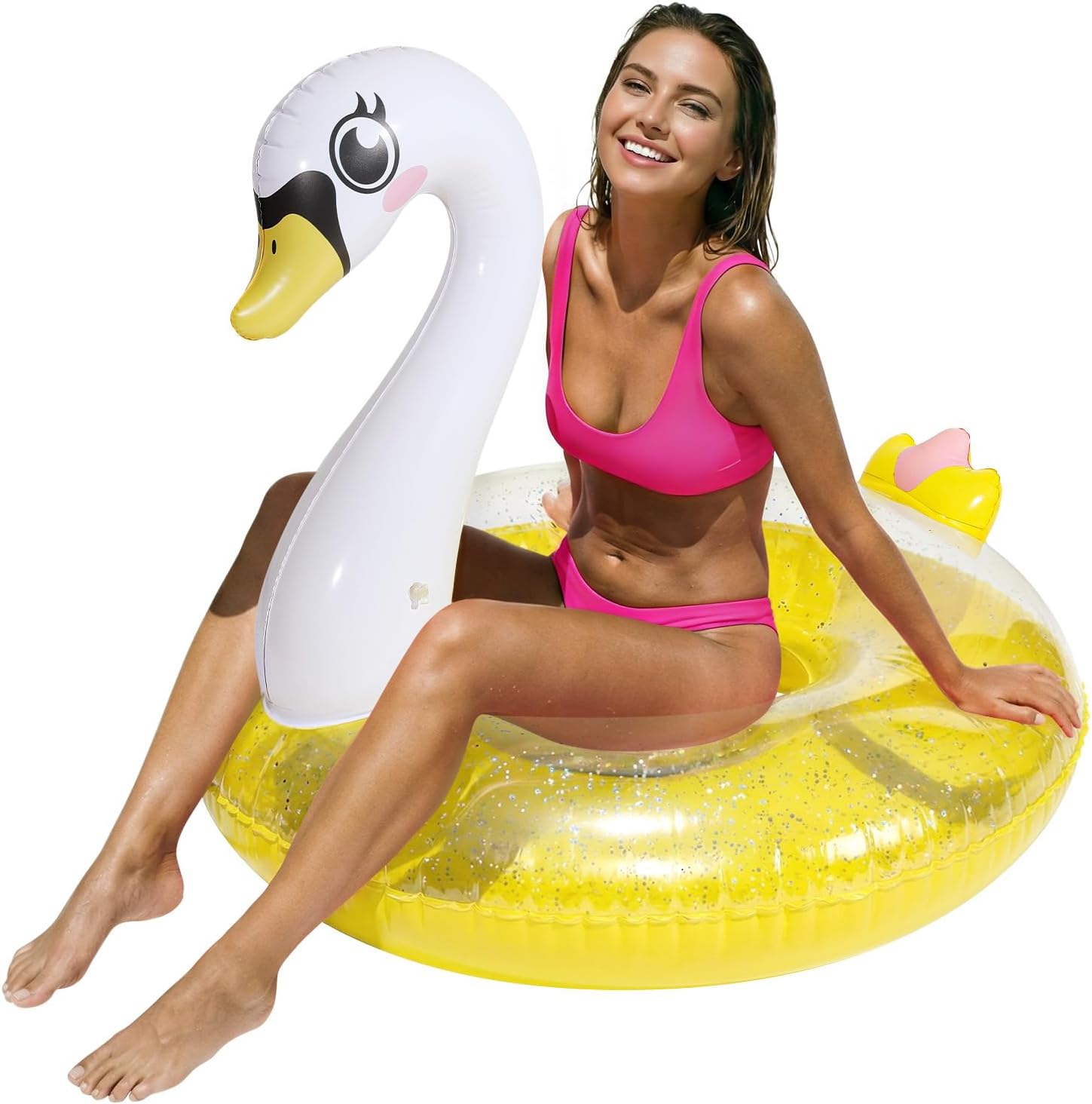 HeySplash Pool Float, Pool Floaties Inflatable Swimming Pool Tubes Toys Party Decorations, Swim Rings Raft Lake Beach Floaty Summer Vacation for Adults, Swan