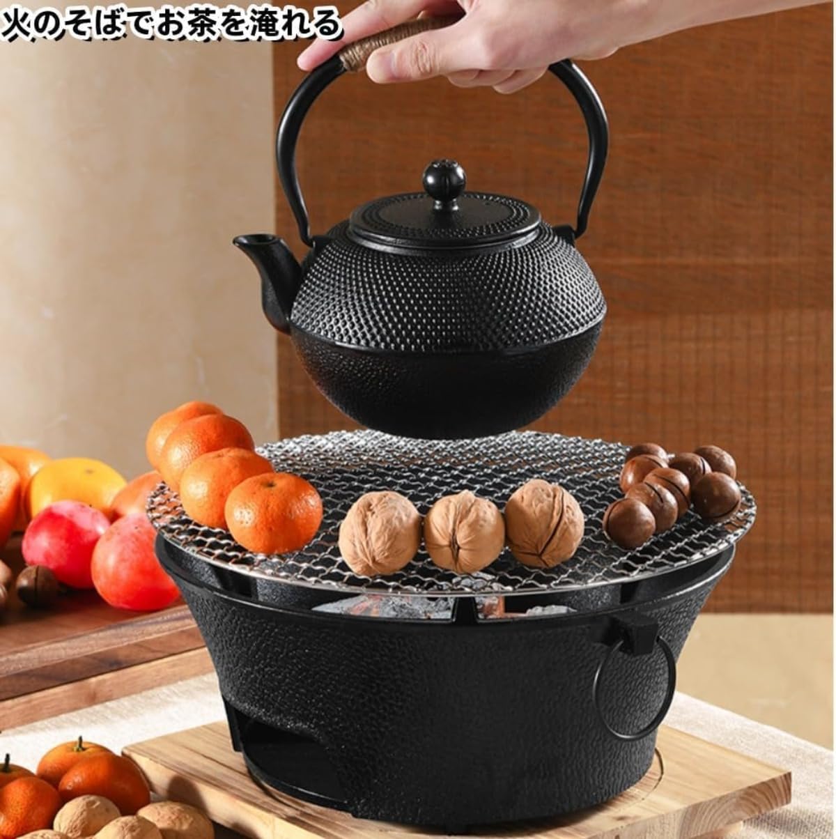 Amazon | SENKAR 鋳鉄バーベキューグリル炭火焼暖炉ラウンドストーブ 