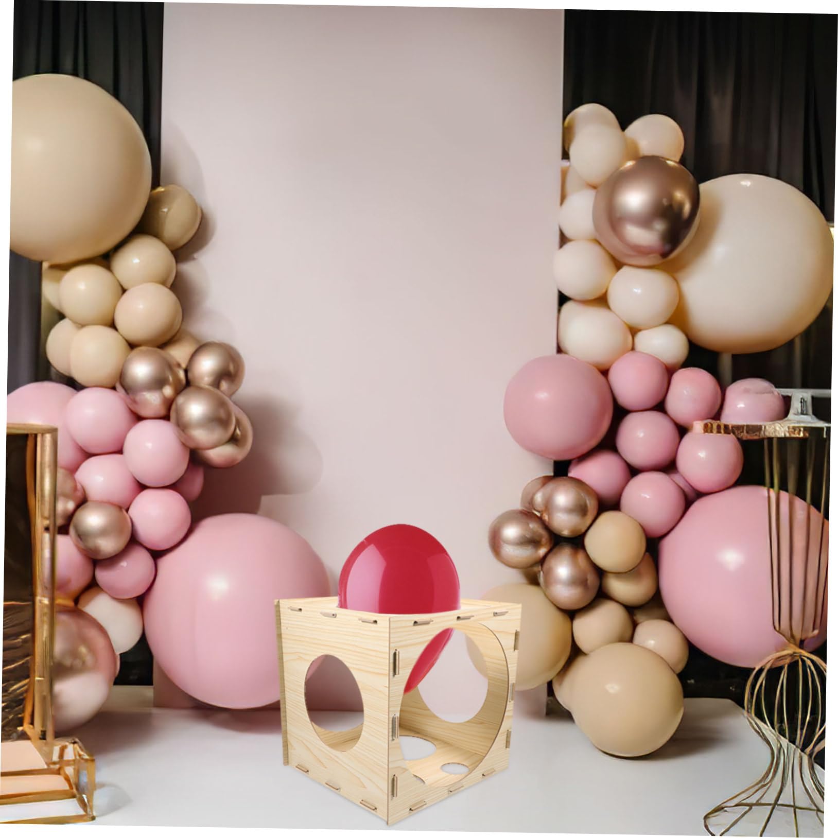 Caja Medidora de Globos de Madera y Marcador de Tamaño 9 Orificios Herramienta Sencilla y Fácil de Montar para Fiestas y Celebraciones