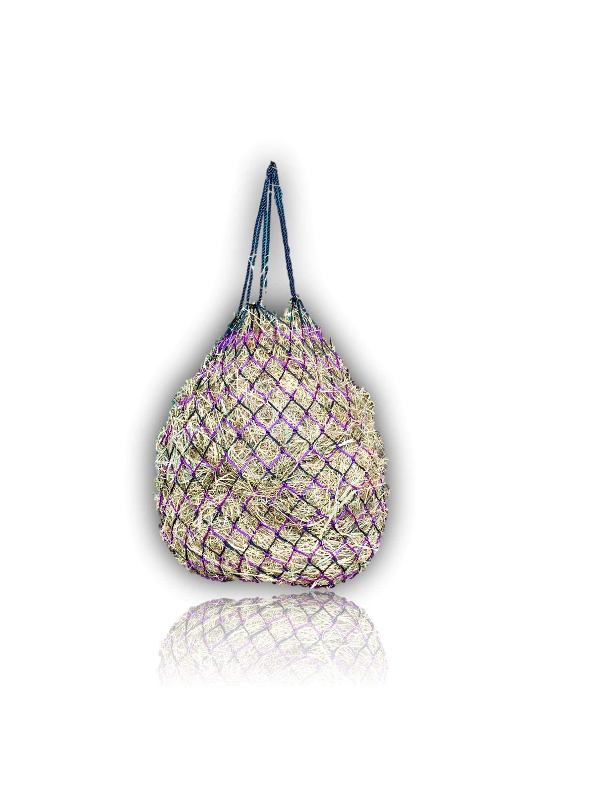 Extra Large Hay Net for Horses 5 x 5 cm Mesh Species-Appropriate Feeding Improved Digestion Hay Bag for Travelling Feeding Bag for Ponies Young Horses Old Horses Goats (1 x Black/Purple)