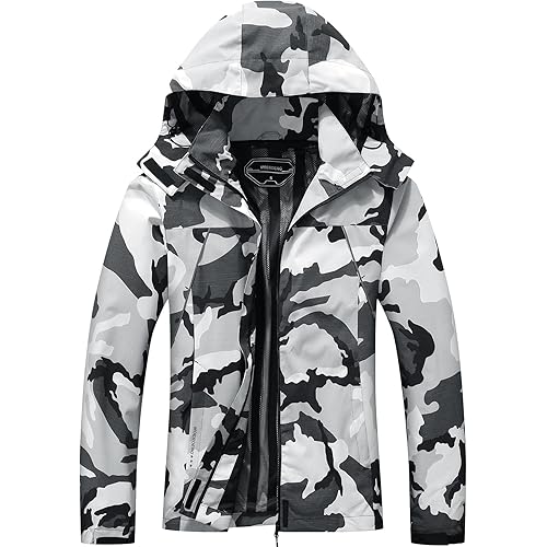 MOERDENG Women's Waterproof Rain Jacket Outdoor Lightweight Hooded Raincoat for Hiking Travel