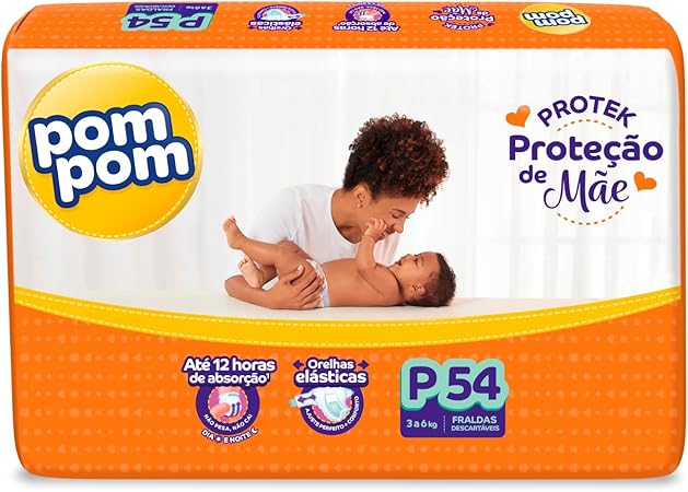 Fralda Pom Pom Protek Proteção de Mãe Mega P 54 Unidades Menor preço em Fralda Pom Pom Protek Proteção de Mãe Mega P 54 Unidades