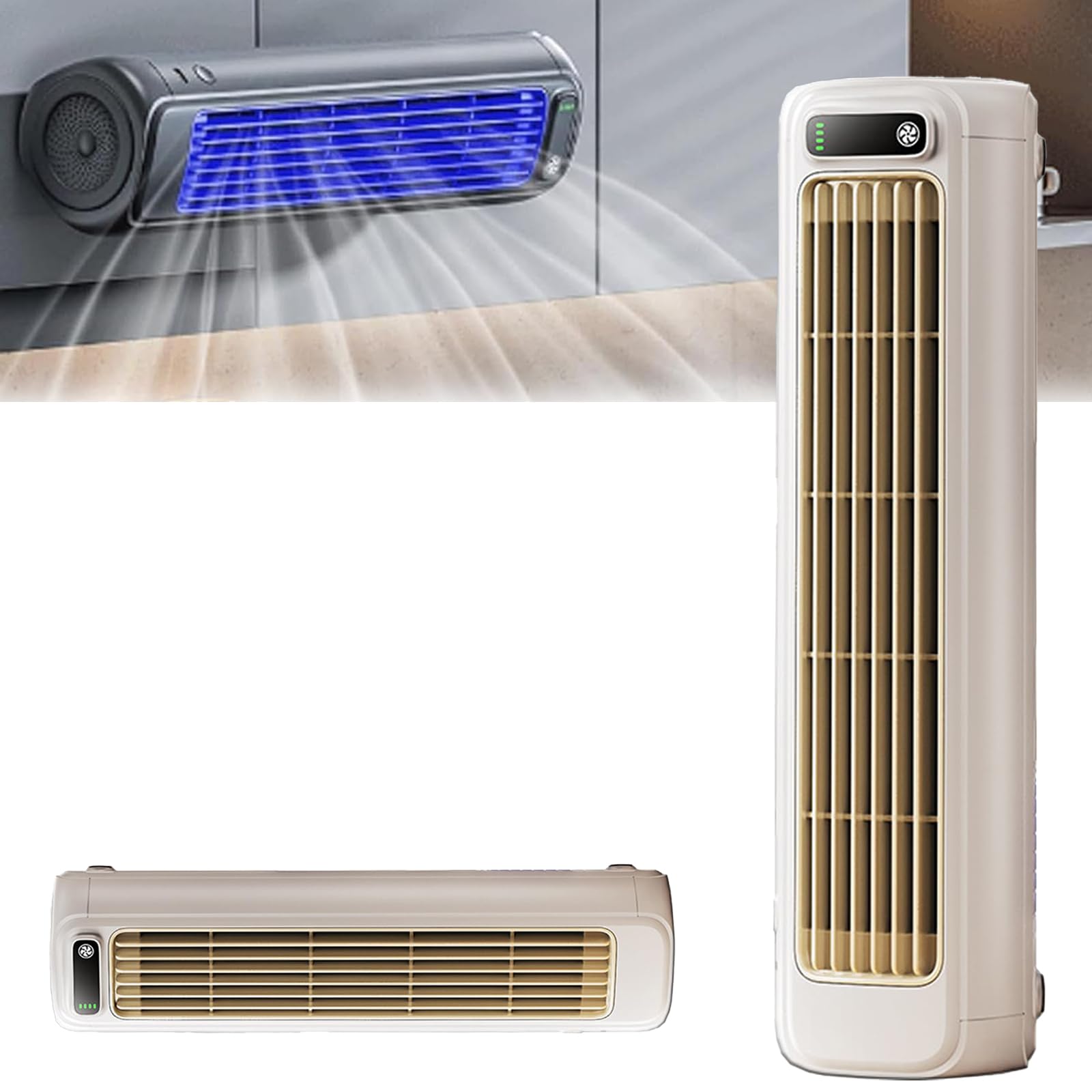 Libiyi Cooling Ace, Outfany Cooling Ace, ventilateur de refroidissement pour climatiseur portable avec 3 vitesses et écran tactile LED, bureau pour chambre/bureau/cuisine/salle de bain (Beige)