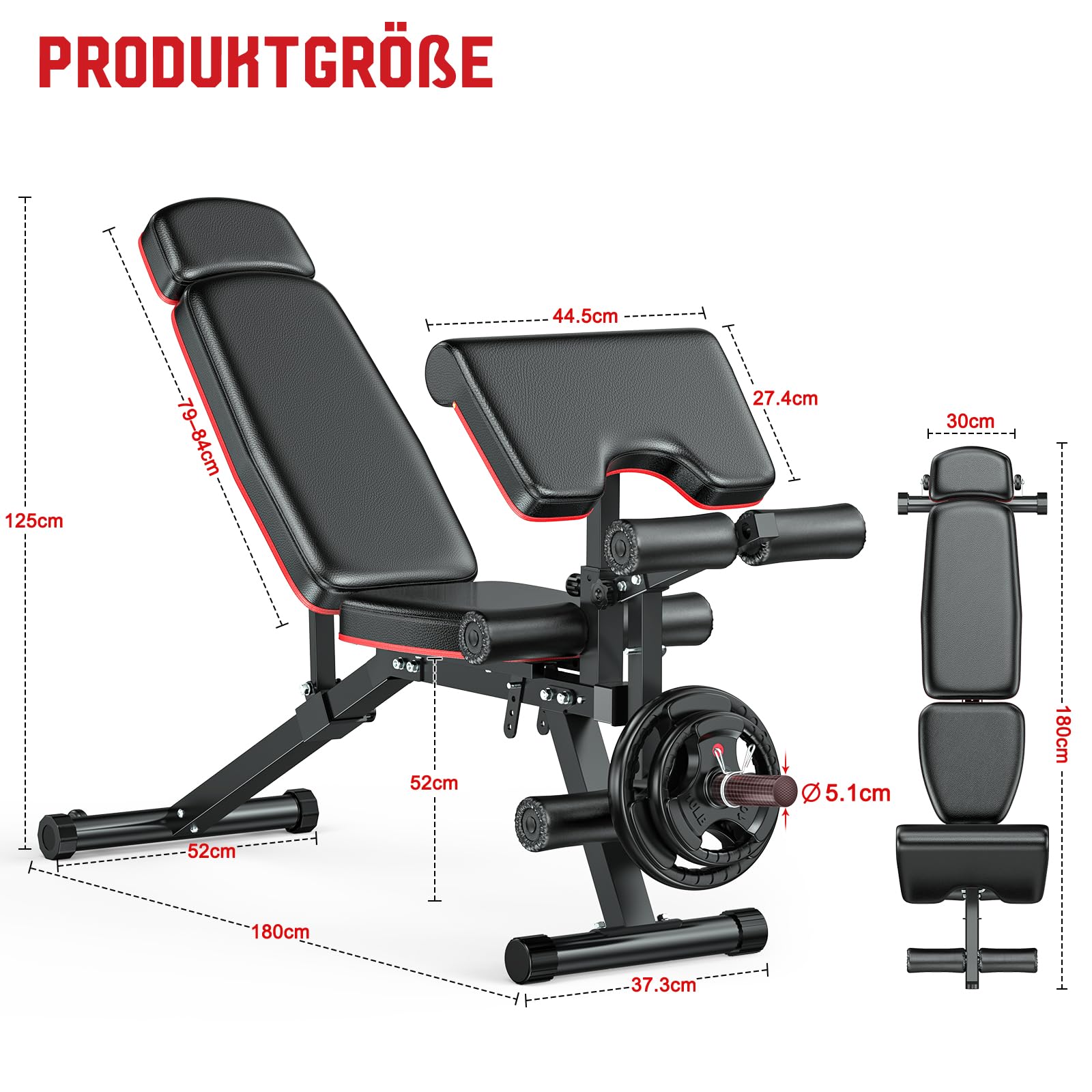XDDIAS Hantelbank verstellbar mit Beinstrecker & Curlpult, Trainingsbank mit Kopfstütze bis 410 kg, 10-Fach Rückenlehne Schrägbank/Flachbank/Negativbank für Home Gym, Multifunktionale Gewichtbank