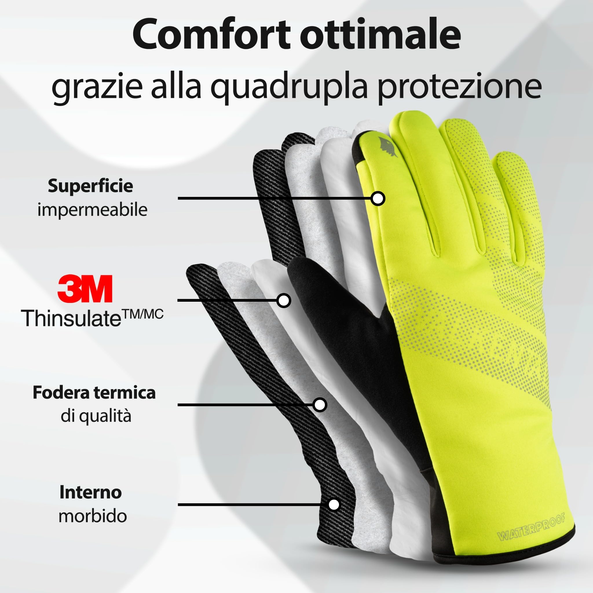Valkental® Guanti da ciclismo impermeabili con isolamento 3M | Imbottiti e aderenti | Guanti invernali e per mezze stagioni [uomo & donna] con funzione touchscreen