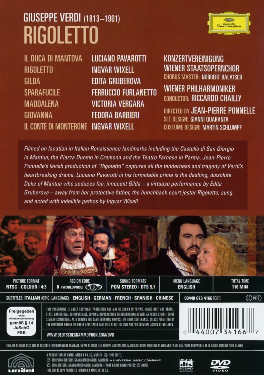 Verdi - Rigoletto (Wixell - Pavarotti - Gruberova) [Alemania] [DVD]