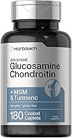 Vista 1 de Horbäach Glucosamina Condroitina Más MSM y Cúrcuma 180 Cápsulas Recubiertas Suplemento Sin OGM, Sin Gluten