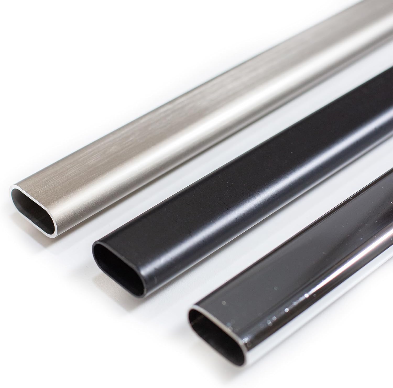 Custom Oval Closet Rod – Cut to Size (12"–89") – Includes Screw-On End Mounts – Chrome, Nickel, or Matte Black – Heavy-Duty Metal Wardrobe Bar (Nickel, 37-48 Inches)