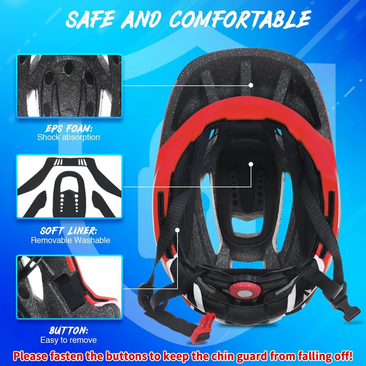 Lixada Casco desmontable de cara completa para niños, casco de seguridad deportivo para ciclismo, patinaje, patinaje sobre ruedas